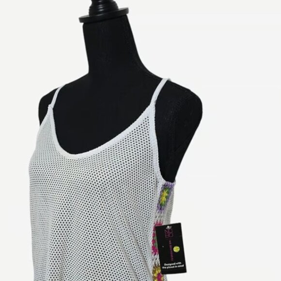 No Boundaries Crochet Mesh Cover-Up Dress White Juniors Medium Boho Festival - Picture 8 of 10